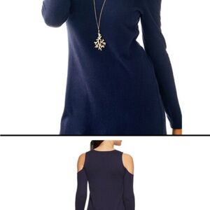 LILLY PULITZER Cold Shoulder Navy Cotton Soft Long Sleeve Dress